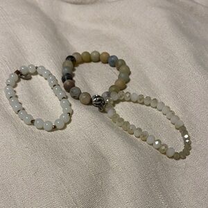 Erimish Cream and Tan Beaded Bracelet Trio
